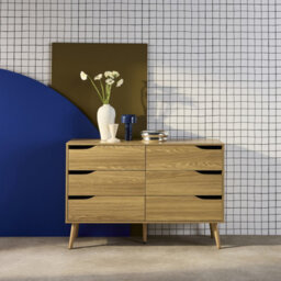 Sweeek - 6-Drawer Chest  With Wood Effect Nepal Ash-Effect 120X40X80 Cm - thumbnail 1