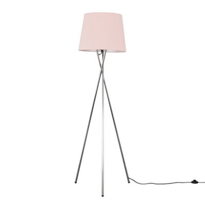 Valuelights Camden Chrome Tripod Floor Lamp With Pink Tapered Shade - image 1