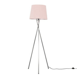 Valuelights Camden Chrome Tripod Floor Lamp With Pink Tapered Shade