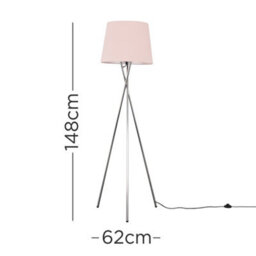 Valuelights Camden Chrome Tripod Floor Lamp With Pink Tapered Shade - thumbnail 9
