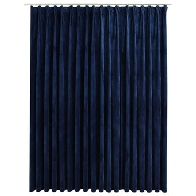 Berkfield Elegant Blackout Curtain With Hooks Velvet Dark Blue 290X245 Cm