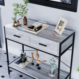 Lassic Vida Designs Brooklyn Grey 2 Drawer Console Table With Undershelf - thumbnail 3