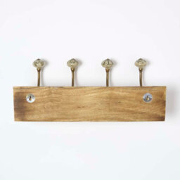 Homescapes Decorative Green Wall Mounted Coat Hook Rack - thumbnail 4