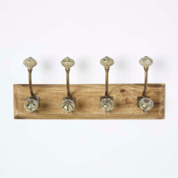 Homescapes Decorative Green Wall Mounted Coat Hook Rack - thumbnail 3