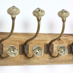 Homescapes Decorative Green Wall Mounted Coat Hook Rack - thumbnail 2