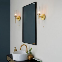 Luminosa Lighting Luminosa Talo Bathroom Metal Wall Lamp, Satin Brass Plate, Ribbed Glass, Ip44 - thumbnail 3