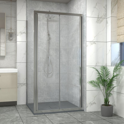 Sundaze 1000mm Bi-Fold Door Shower Enclosure Chrome Framed With 1000mm Side Panel, Anthracite Slate Effect Shower Tray & Waste - image 1