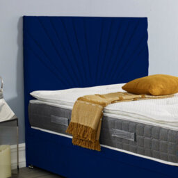 "Urban Textures Luxury 26"" High Velvet Fabric Upholstered Sunrise Bed Headboard - Navy" - thumbnail 1