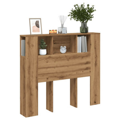 Berkfield Headboard Cabinet Artisan Oak 120X19X104.5 Cm Engineered Wood - image 1