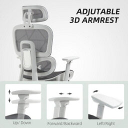 Homcom Ergonomic Office Chair Swivel Computer Chair With 3D Armrest Grey - thumbnail 7