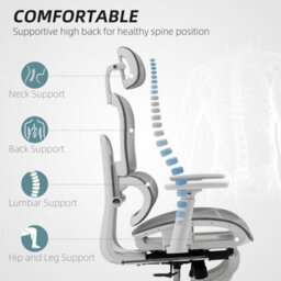 Homcom Ergonomic Office Chair Swivel Computer Chair With 3D Armrest Grey - thumbnail 4