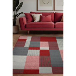 Melrose Colorama Montreal Red Square Design Large Indoor Area Rug 160/230Cm - thumbnail 1