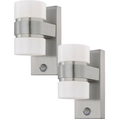 2 Pack Stainless Steel Outdoor Wall Lights With Pir Sensor - 6W Led - image 1