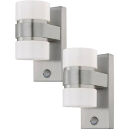 2 Pack Stainless Steel Outdoor Wall Lights With Pir Sensor - 6W Led - thumbnail 1