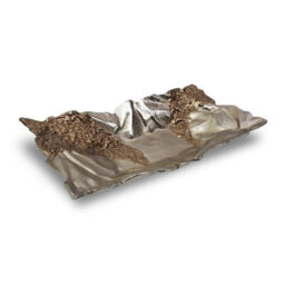 Large Textured Aluminium Decorative Tray Bowl Ornament And Home Accessory In Bronze Silver 54Cm Width - thumbnail 4