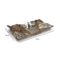 Large Textured Aluminium Decorative Tray Bowl Ornament And Home Accessory In Bronze Silver 54Cm Width - thumbnail 5