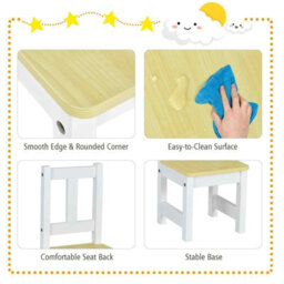 Costway 4-Piece Kids Table & Chair Set Multifunctional Activity Table-Natural - thumbnail 5