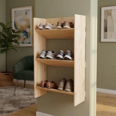 Wooden Opening Shoe Cabinet Storage Stand Rack Wall Mounted Footwear Unit - image 1