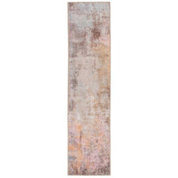 Loomed Pastel Multicolour Distressed Abstract Washable Non Slip Runner Rug 60X240Cm - thumbnail 1