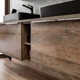 Heze Furniture Santa Fe Bathroom Cabinet Vanity 80 Cm With Basin - Dark Oak - thumbnail 4