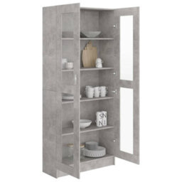 Berkfield Vitrine Cabinet Concrete Grey 82.5X30.5X185.5 Cm Engineered Wood - thumbnail 4