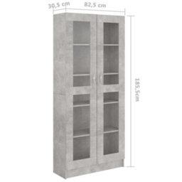 Berkfield Vitrine Cabinet Concrete Grey 82.5X30.5X185.5 Cm Engineered Wood - thumbnail 8