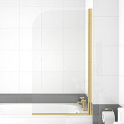Nes Home 1700mm Round Bath With Legs And Brushed Brass Frame Curved Bath Screen - thumbnail 5