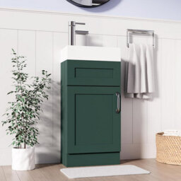 Belofay 400mm Bathroom Vanity Units With Basin With White Ceramic Bathroom Sink Soft Close Hinges & 1 Tap Hole (Crawley Green) - thumbnail 7