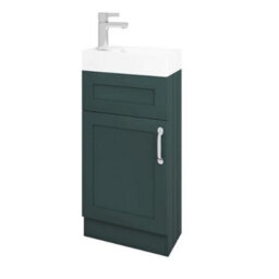 Belofay 400mm Bathroom Vanity Units With Basin With White Ceramic Bathroom Sink Soft Close Hinges & 1 Tap Hole (Crawley Green) - thumbnail 1