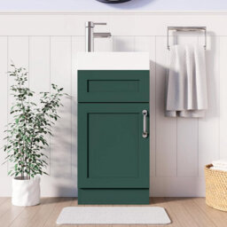 Belofay 400mm Bathroom Vanity Units With Basin With White Ceramic Bathroom Sink Soft Close Hinges & 1 Tap Hole (Crawley Green) - thumbnail 6