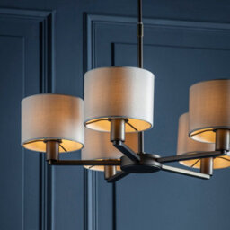 Anson Lighting Donovan Antique Bronze And Marble Faux Silk Shade 5 Light Ceiling Pendant - thumbnail 3