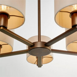 Anson Lighting Donovan Antique Bronze And Marble Faux Silk Shade 5 Light Ceiling Pendant - thumbnail 2