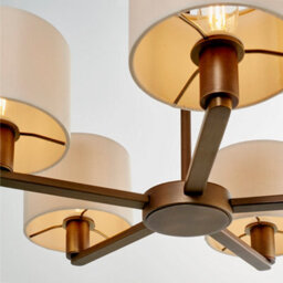Anson Lighting Donovan Antique Bronze And Marble Faux Silk Shade 5 Light Ceiling Pendant - thumbnail 4