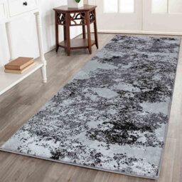 Smart Living Modern Soft Carved Area Rug, Living Room Carpet, Kitchen Floor, Bedroom Soft Rugs 60Cmx220Cm - Serenity (205 Black) - thumbnail 2