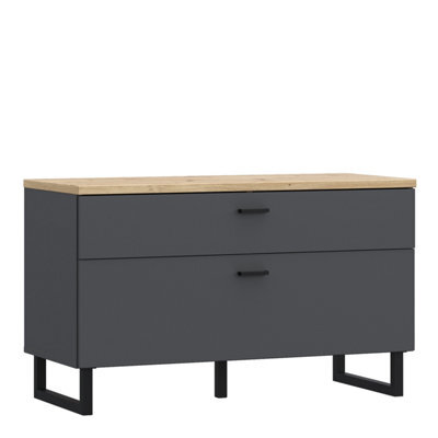 Furniture To Go Klara Tv Unit With 1 Drawer 1 Flip Door In Grey And Oak - image 1