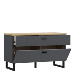 Furniture To Go Klara Tv Unit With 1 Drawer 1 Flip Door In Grey And Oak - thumbnail 3