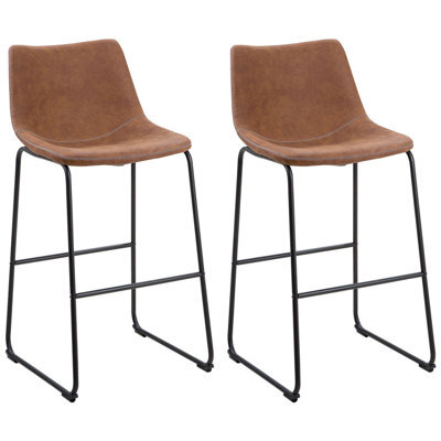 Beliani Set Of 2 Bar Chairs Franks Golden Brown - image 1