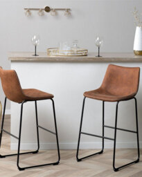 Beliani Set Of 2 Bar Chairs Franks Golden Brown - thumbnail 2