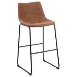 Beliani Set Of 2 Bar Chairs Franks Golden Brown - thumbnail 4