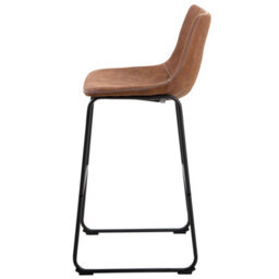Beliani Set Of 2 Bar Chairs Franks Golden Brown - thumbnail 6
