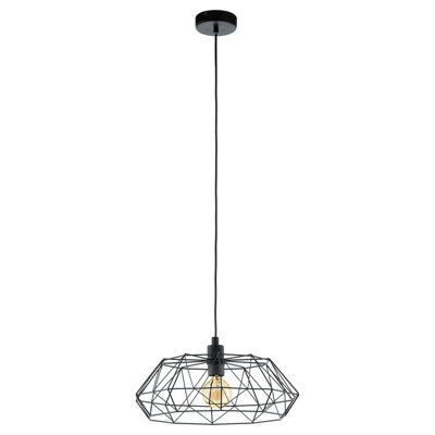 Stylish Black Cage Pendant Light For Hallways - 1X 60W E27 Bulb Compatible - image 1