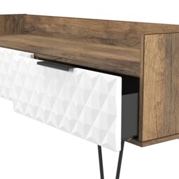 Anzio Matt Vintage Oak Effect Media Unit With 2 Drawers, (H)50.1Cm X (W)128.2Cm X (D)39.4Cm - thumbnail 5