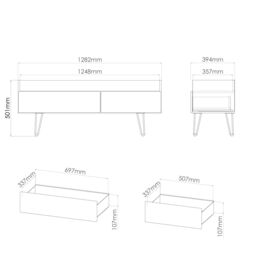 Anzio Matt Vintage Oak Effect Media Unit With 2 Drawers, (H)50.1Cm X (W)128.2Cm X (D)39.4Cm - thumbnail 7