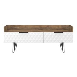 Anzio Matt Vintage Oak Effect Media Unit With 2 Drawers, (H)50.1Cm X (W)128.2Cm X (D)39.4Cm - thumbnail 2