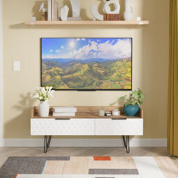 Anzio Matt Vintage Oak Effect Media Unit With 2 Drawers, (H)50.1Cm X (W)128.2Cm X (D)39.4Cm - thumbnail 1