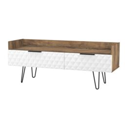 Anzio Matt Vintage Oak Effect Media Unit With 2 Drawers, (H)50.1Cm X (W)128.2Cm X (D)39.4Cm - thumbnail 3
