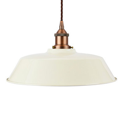 Clay White Chancery Painted Dome Pendant Light With Matt Antique Copper Lamp Holder And Brown Twisted Cable - Se Home - image 1