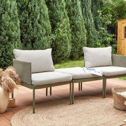 Wyld And Coco Veranda Craft Convertible Garden Sofa Set Green Aluminium - 2-Seater With Cushions And Coffee Table - thumbnail 2