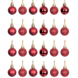 Shatchi 30mm/12Pcs Christmas Baubles Shatterproof Dark Red, Christmas Tree Decorations - thumbnail 2