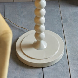 Loops Stylish 1327mm Tall Floor Lamp In Gloss Almond White With E27 Led Compatibility - thumbnail 5